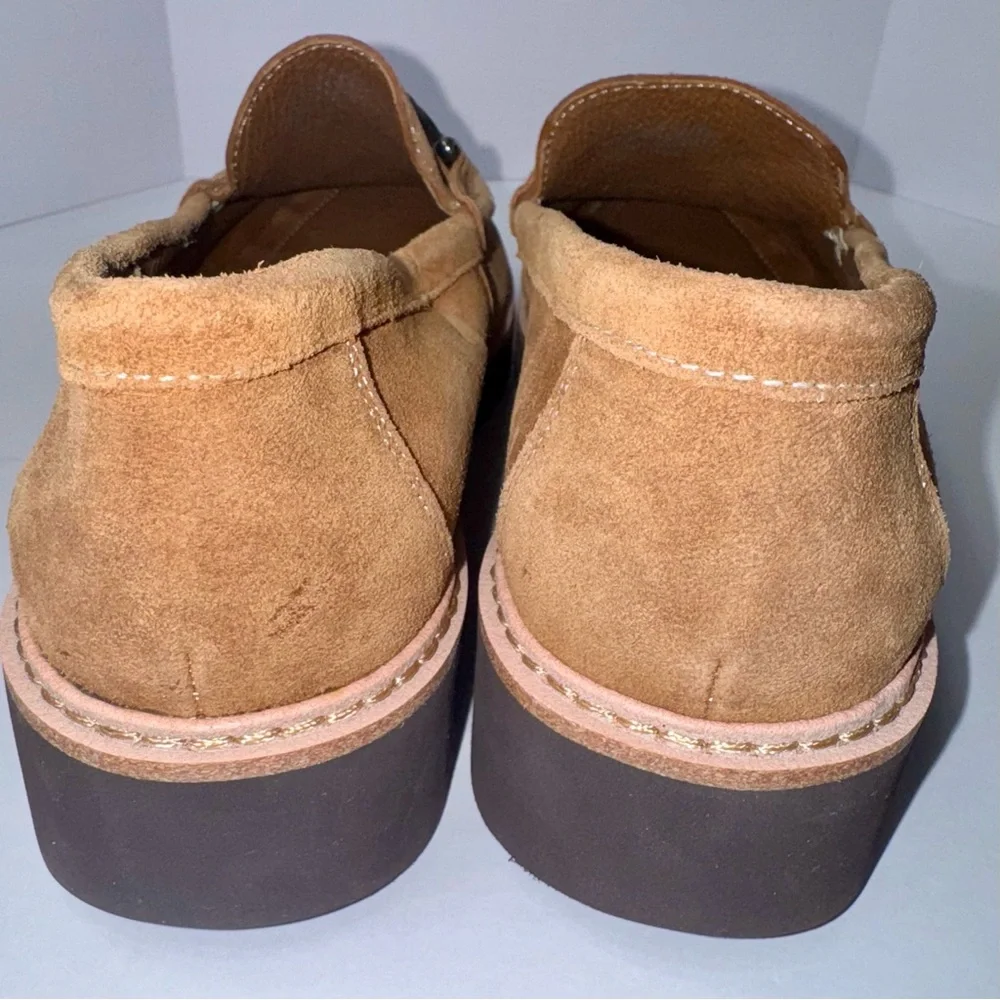 NWOB Donald J. Pliner Helio Suede Bit Buckle Detail Lug Sole Platform Loafers - Picture 4 of 9